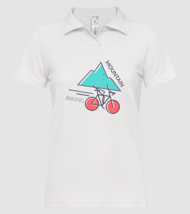 Mountain Biking model alb pe tricou