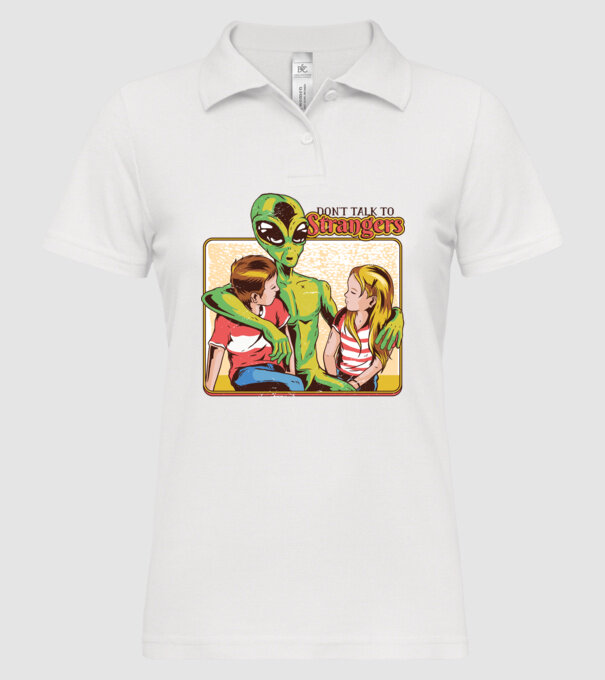 Nu vorbi cu străini tricou amuzant Alien model alb pe tricou
