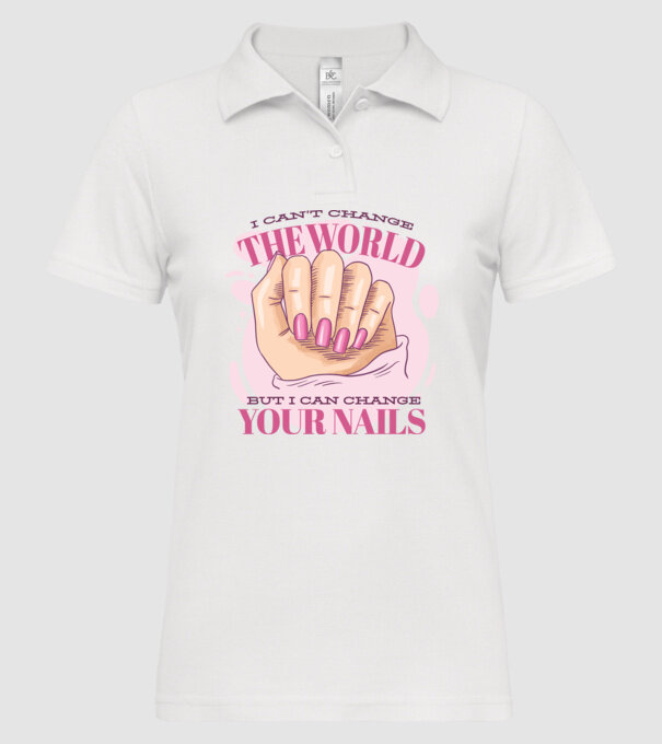 Nu pot face lumea mai bună, numai unghiile tale model alb pe tricou