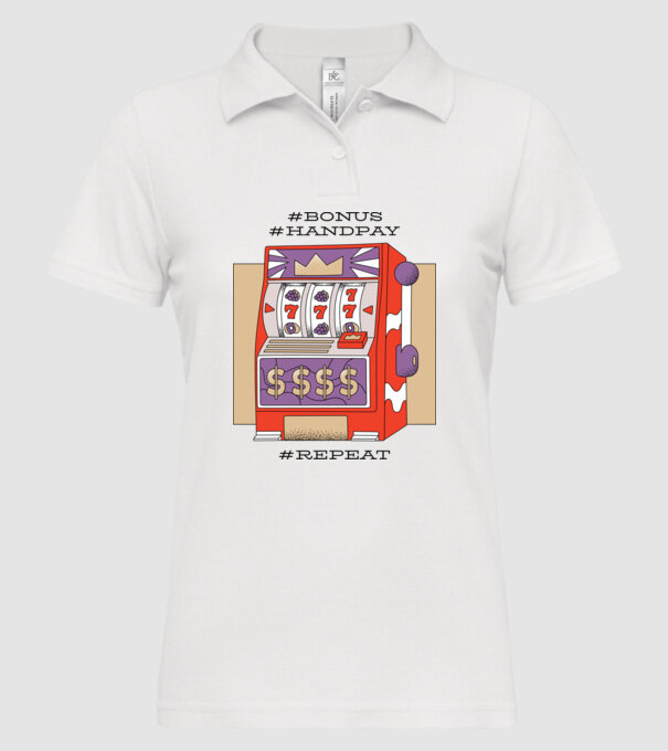 Slot machine model alb pe tricou
