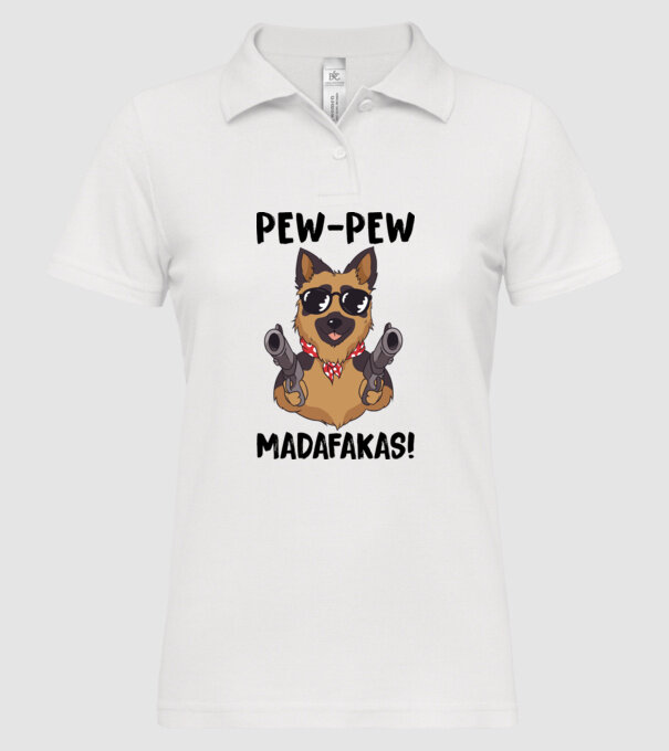 Pew Pew Pew Madafakas Ciobănesc german alb model alb pe tricou