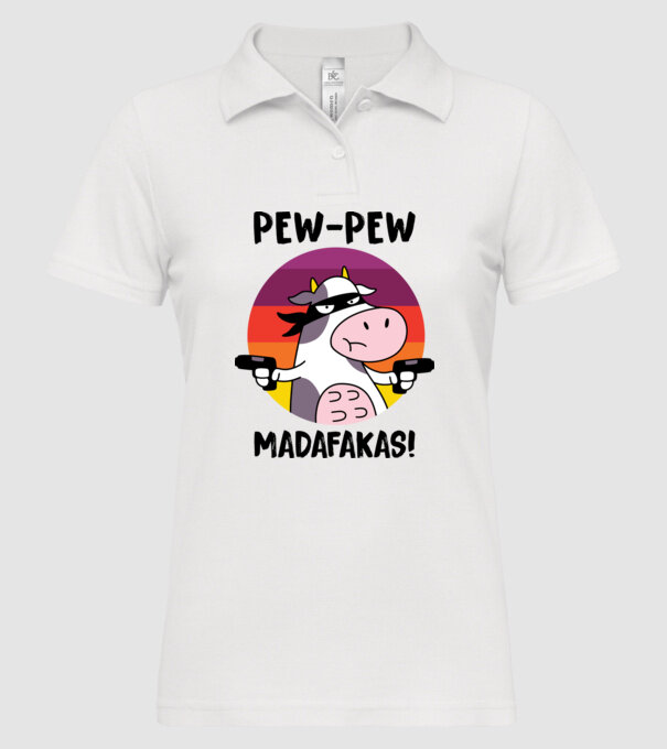 Pew Pew Pew Madafakas Vacă alb model alb pe tricou