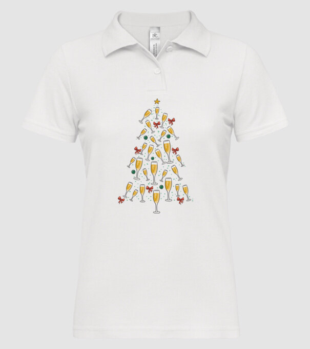 Pom de Crăciun cu Șampanie model alb pe tricou