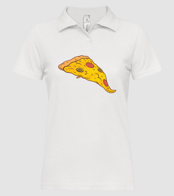Felie de pizza Cuplu model alb pe tricou