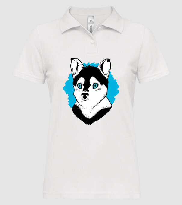 Câine Pomsky model alb pe tricou