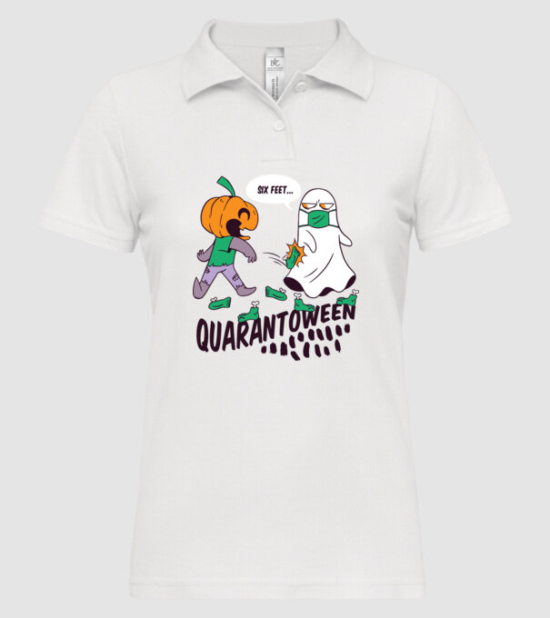 Quarantoween model alb pe tricou