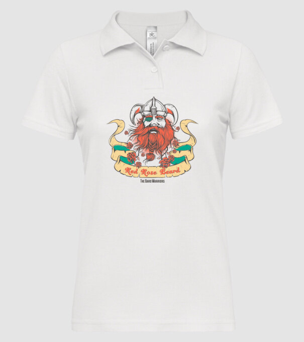 Red Rose Beards - Războinic Barbă model alb pe tricou