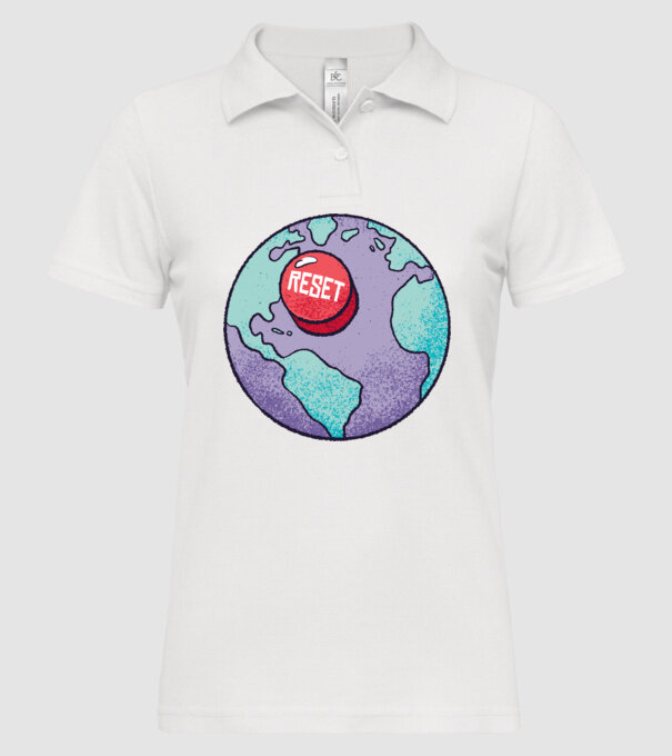 Reset Pământ model alb pe tricou