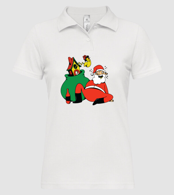 Moș Crăciun beat model alb pe tricou