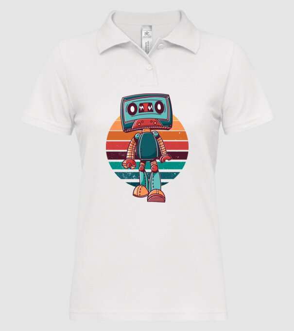 Robot Casetă retro model alb pe tricou