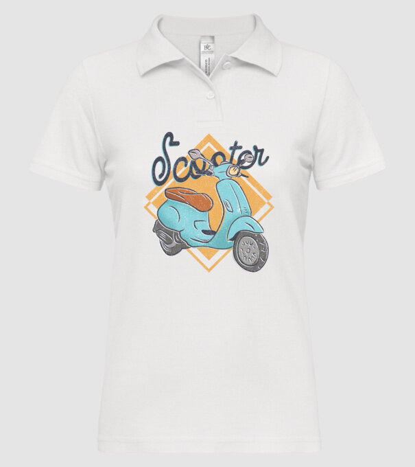 Scooter model alb pe tricou