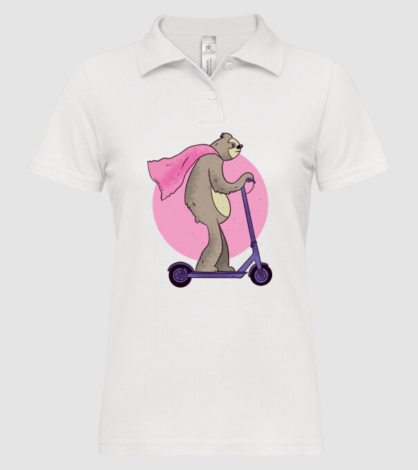 Leneș cu Trotinetă model alb pe tricou