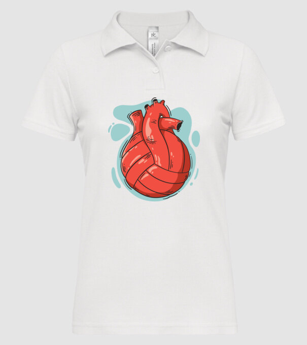 Inimă volei model alb pe tricou