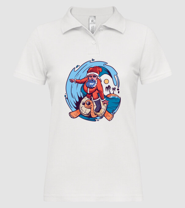 Santa Surf model alb pe tricou