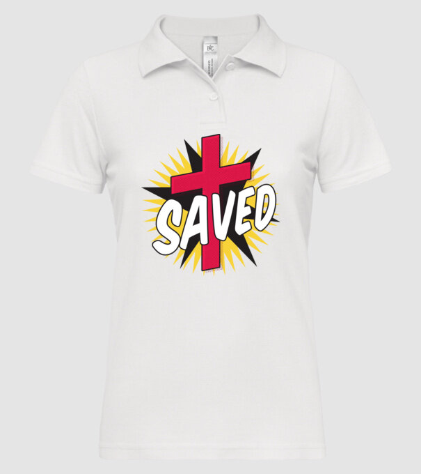 Saved Isus Cruce model alb pe tricou