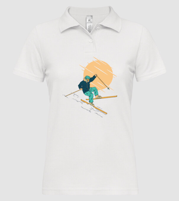 Căzătură schior model alb pe tricou