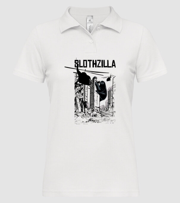 Slothzilla la atac amuzant tricou leneș amuzant model alb pe tricou