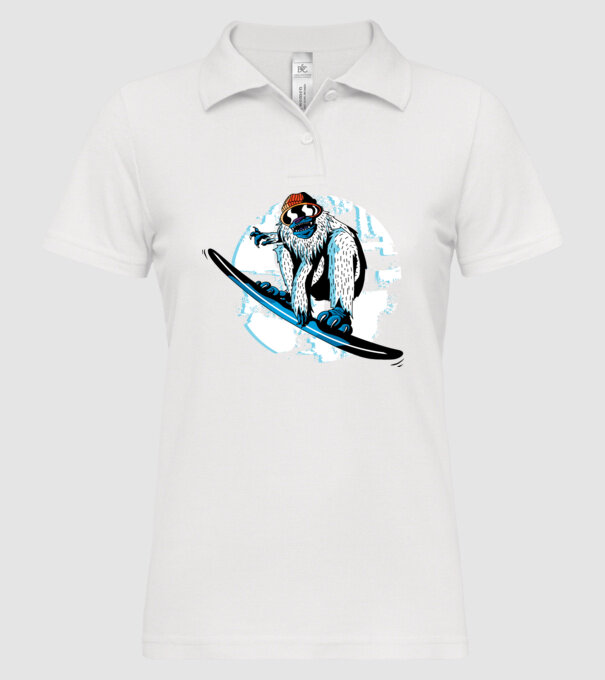 Yeti Snowboarder model alb pe tricou