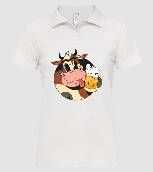 Vacă cu bere model alb pe tricou