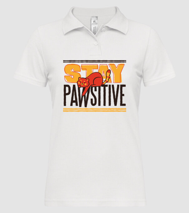 Stay Pawsitive model alb pe tricou
