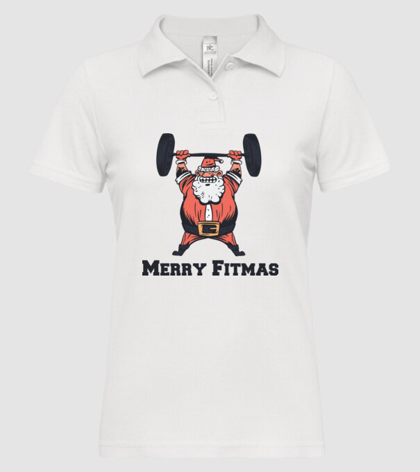 Moș Crăciun Halterofil model alb pe tricou
