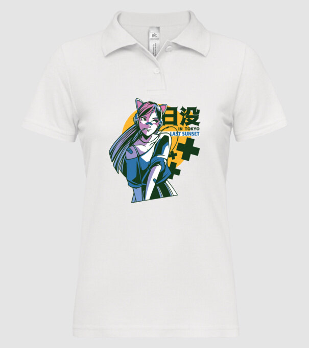 Fată Anime Sunset Tokyo model alb pe tricou
