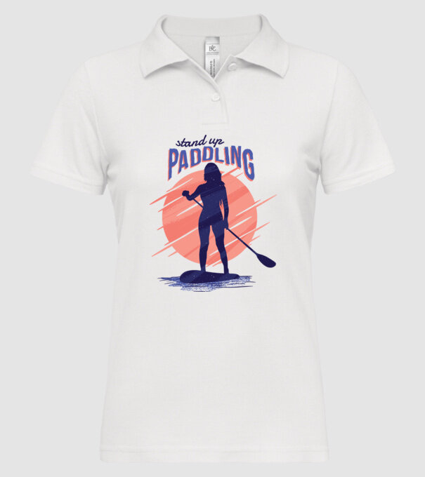 Tricou SUP Stand Up Paddle model alb pe tricou
