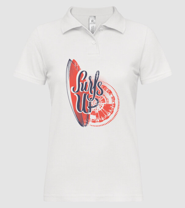 Surfs up model alb pe tricou