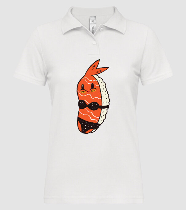 Sushi în bikini model alb pe tricou