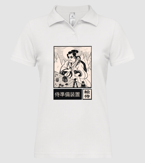 Samurai model alb pe tricou