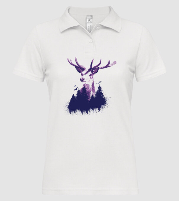 Siluetă cerb model alb pe tricou
