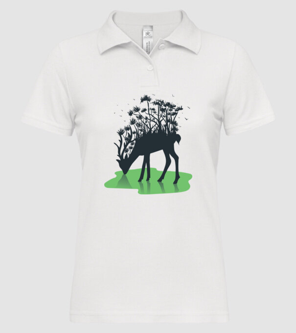 Natură cerb model alb pe tricou