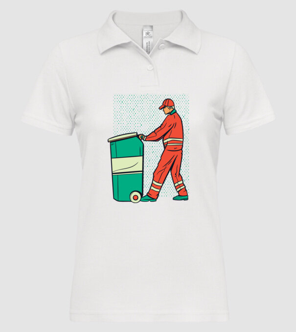 Gunoier model alb pe tricou