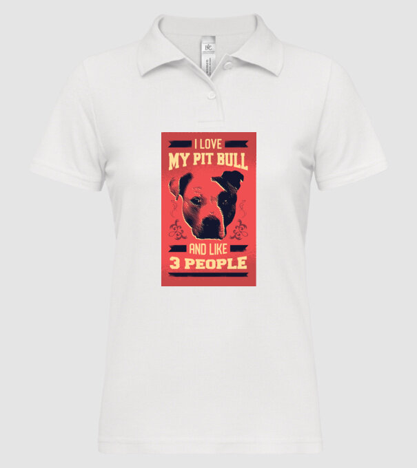Îmi iubesc Pitbull-ul meu și încă 3 persoane model alb pe tricou