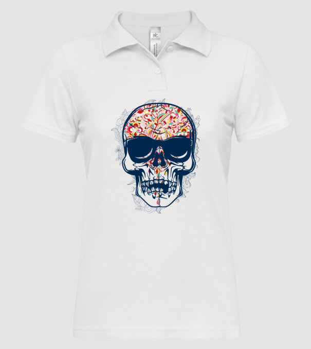 Craniu colorat model alb pe tricou