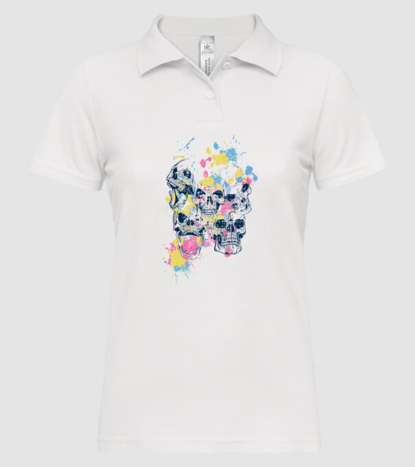 Cranii colorate model alb pe tricou