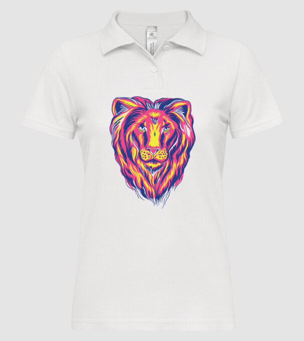 Leu colorat model alb pe tricou