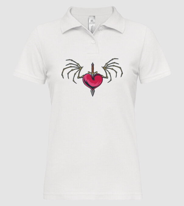 Inimă cu sabie model alb pe tricou