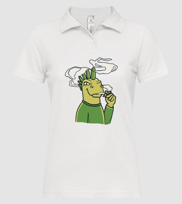 Dinozaur fumător model alb pe tricou