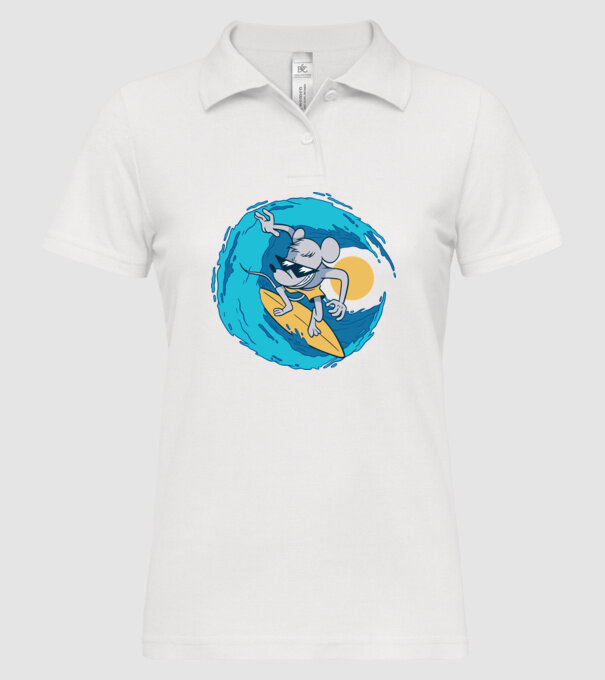 Șoarece Surfer model alb pe tricou