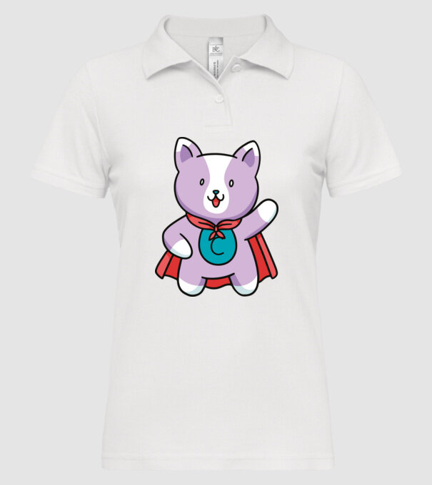 Pisică Supererou model alb pe tricou