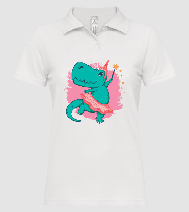 T-rex Balerină model alb pe tricou
