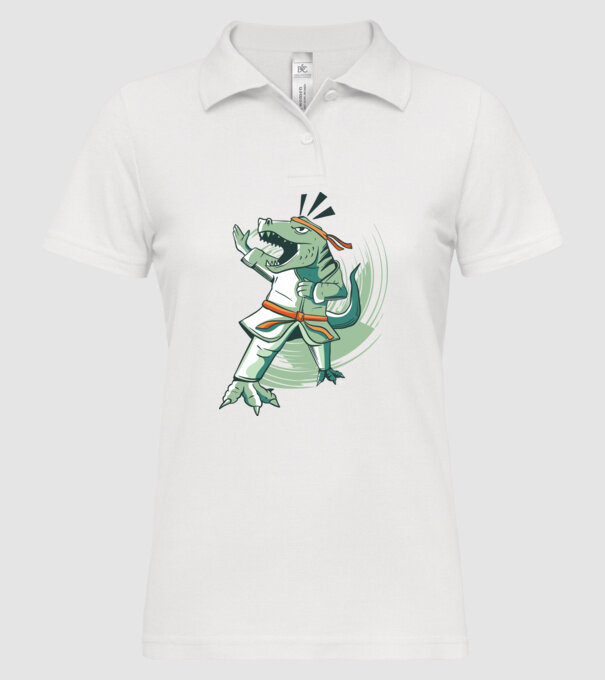 T-rex Karate model alb pe tricou