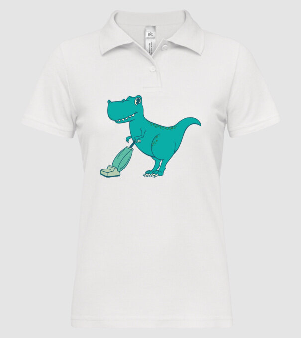 T-rex făcând curățenie model alb pe tricou