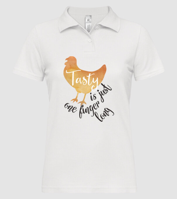 Tasty is just one finger long model alb pe tricou