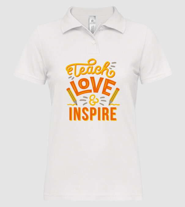 Teach Love Inspire pentru profesori model alb pe tricou