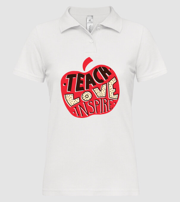 Teach Love Inspire pentru profesori model alb pe tricou