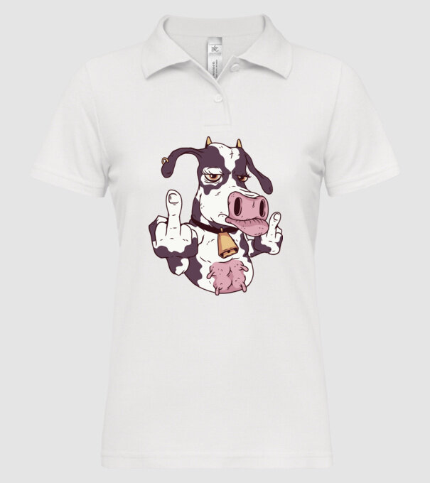Vaca arată degetul model alb pe tricou