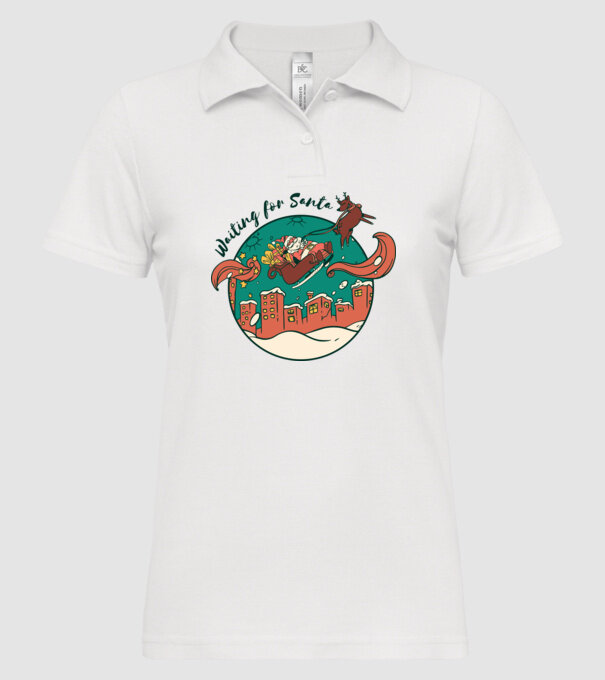 Așteptându-l pe Moș Crăciun model alb pe tricou