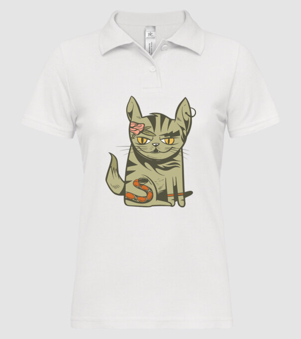 Pisoi tatuat model alb pe tricou